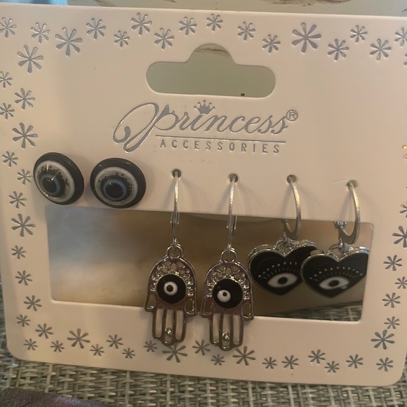 #112e Set of 3 Seeing Eye Boho Earrings - Picture 6 of 11